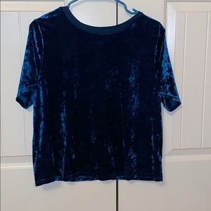Ava & Viv Royal Blue Velvet Short Sleeve Blouse!!